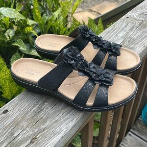 Clarks Laurieann Judy Black Sandal- Sz 8
